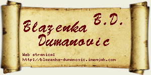 Blaženka Dumanović vizit kartica